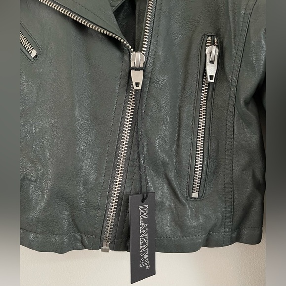 BlankNYC | Faux Vegan Leather Biker Jacket | Dark Grey/Green | Women’s XL - Picture 3 of 5
